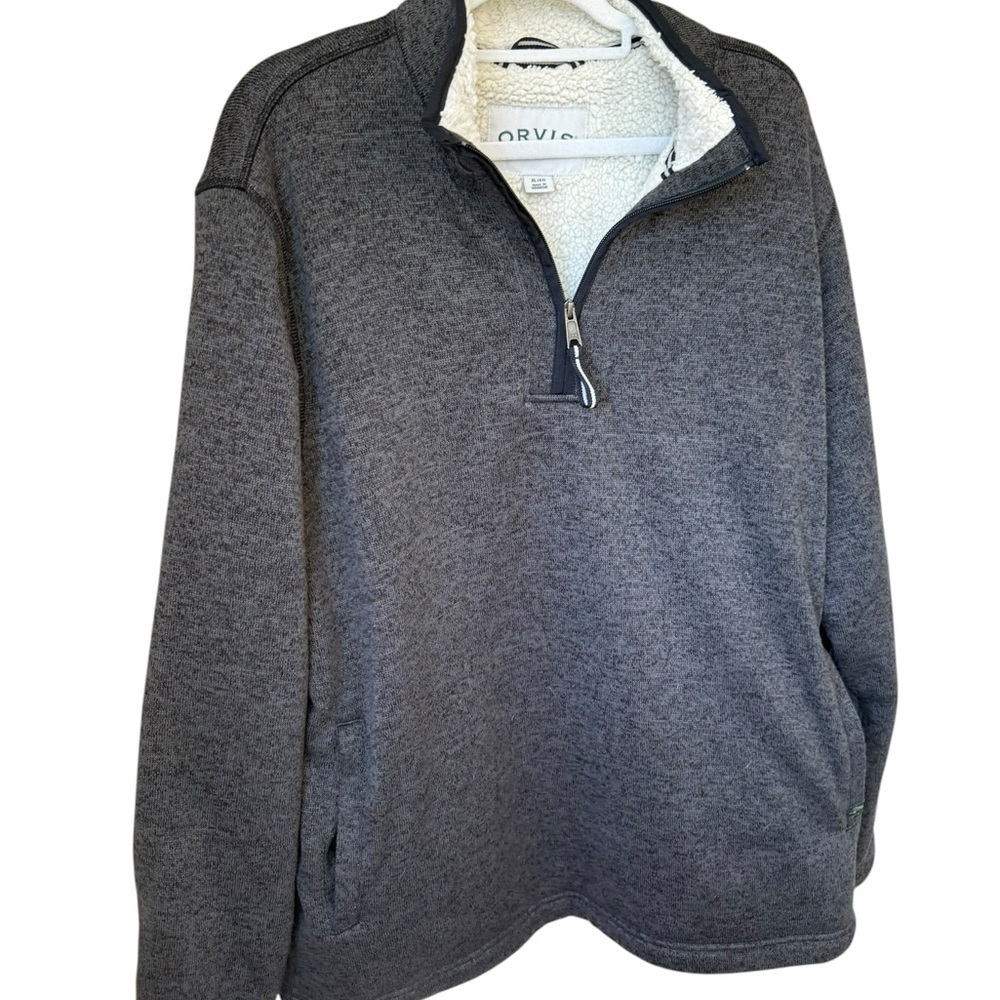 Orvis Men's Charcoal Gray Quarter-Zip Sherpa Pullover